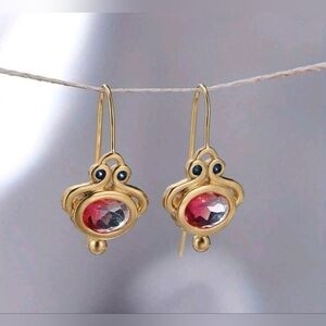 Dainty Golden and Pink Gemstone Elegance Earrings!